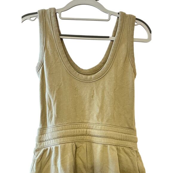 Everlane The French Terry Jumpsuit Romper •XXS•Drawstring Waist Scoop Neck Khaki - Picture 10 of 16